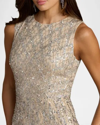 Mac Duggal Diamond Lattice Embroidered Column Gown | Thumbnail 3 Mac Duggal Diamond Lattice Embroidered Column Gown | Thumbnail 3