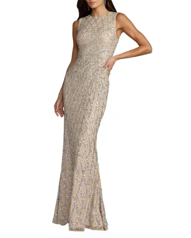 Mac Duggal Diamond Lattice Embroidered Column Gown | Thumbnail 1 Mac Duggal Diamond Lattice Embroidered Column Gown | Thumbnail 1