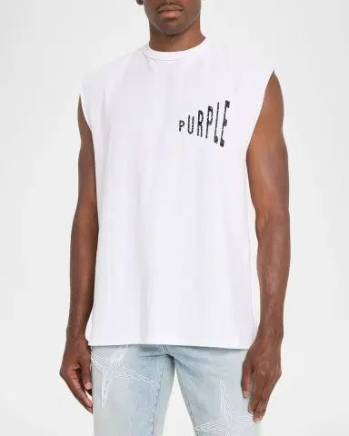 PURPLE Men's Cap Sleeve Cotton T-Shirt | Thumbnail 3 PURPLE Men's Cap Sleeve Cotton T-Shirt | Thumbnail 3