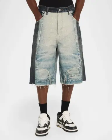 PURPLE Men's Upside-Down Distressed Hem Denim Shorts | Thumbnail 3 PURPLE Men's Upside-Down Distressed Hem Denim Shorts | Thumbnail 3