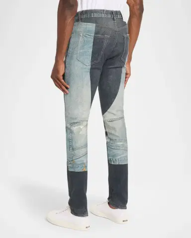 PURPLE Men's Upside Down Patchwork Skinny Jeans | Thumbnail 2 PURPLE Men's Upside Down Patchwork Skinny Jeans | Thumbnail 2