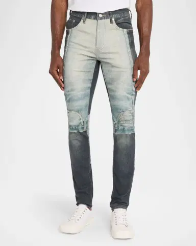 PURPLE Men's Upside Down Patchwork Skinny Jeans | Thumbnail 3 PURPLE Men's Upside Down Patchwork Skinny Jeans | Thumbnail 3