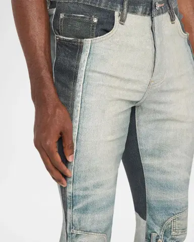 PURPLE Men's Upside Down Patchwork Skinny Jeans | Thumbnail 4 PURPLE Men's Upside Down Patchwork Skinny Jeans | Thumbnail 4
