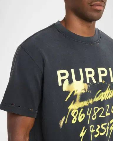 PURPLE Men's ogo Abstract-Print Distressed Cotton T-Shirt | Thumbnail 4 PURPLE Men's ogo Abstract-Print Distressed Cotton T-Shirt | Thumbnail 4