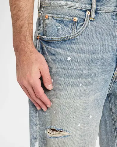 PURPLE Men's Painterly Distressed Denim Shorts | Thumbnail 4 PURPLE Men's Painterly Distressed Denim Shorts | Thumbnail 4