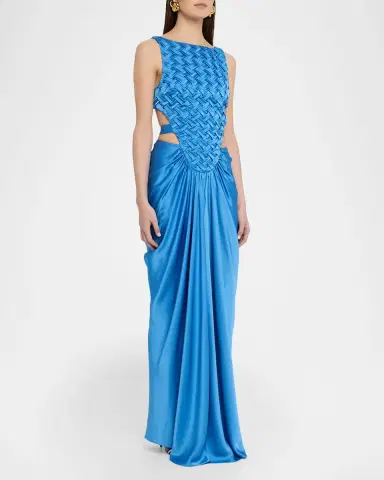 Et Ochs Magdalen Smocked Cutout Column Gown | Thumbnail 3 Et Ochs Magdalen Smocked Cutout Column Gown | Thumbnail 3