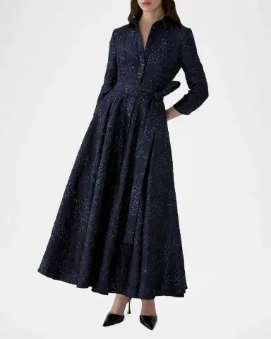 Carolina Herrera 3/4-Sleeve Jacquard Midi Shirtdress | Thumbnail 3 Carolina Herrera 3/4-Sleeve Jacquard Midi Shirtdress | Thumbnail 3