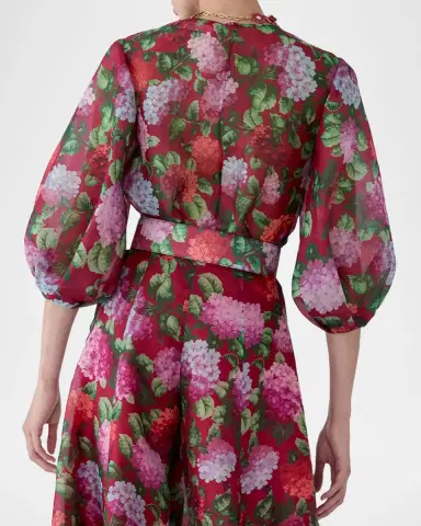 Carolina Herrera Floral Silk Puff-Sleeve Top | Thumbnail 2 Carolina Herrera Floral Silk Puff-Sleeve Top | Thumbnail 2