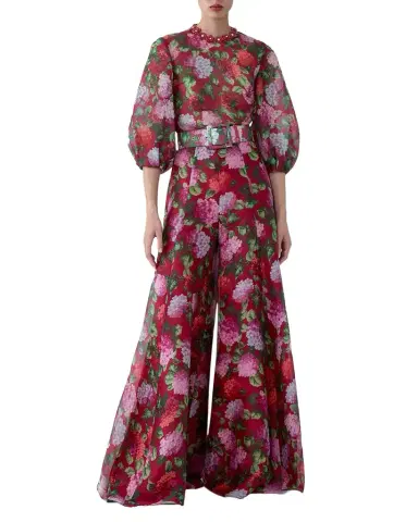 Carolina Herrera Floral Silk Puff-Sleeve Top | Thumbnail 1 Carolina Herrera Floral Silk Puff-Sleeve Top | Thumbnail 1