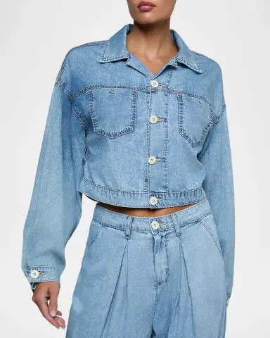 L'Agence Gaines Balloon-Sleeve Denim Jacket | Thumbnail 3 L'Agence Gaines Balloon-Sleeve Denim Jacket | Thumbnail 3