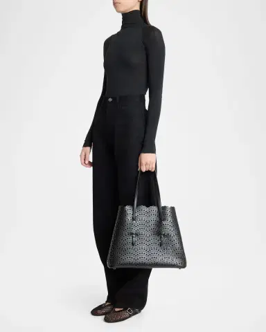 Alaïa Mina 37 Large Perforated Leather Tote Bag | Thumbnail 4 Alaïa Mina 37 Large Perforated Leather Tote Bag | Thumbnail 4
