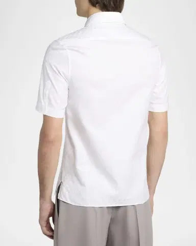 McQueen Men's Cotton Skull Jacquard Short-Sleeve Shirt | Thumbnail 2 McQueen Men's Cotton Skull Jacquard Short-Sleeve Shirt | Thumbnail 2