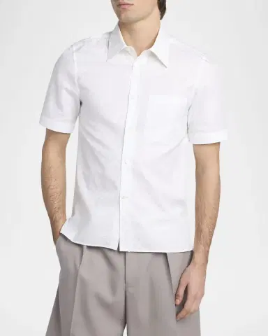 McQueen Men's Cotton Skull Jacquard Short-Sleeve Shirt | Thumbnail 3 McQueen Men's Cotton Skull Jacquard Short-Sleeve Shirt | Thumbnail 3