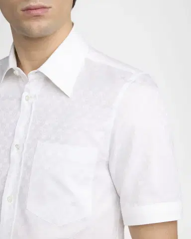 McQueen Men's Cotton Skull Jacquard Short-Sleeve Shirt | Thumbnail 4 McQueen Men's Cotton Skull Jacquard Short-Sleeve Shirt | Thumbnail 4