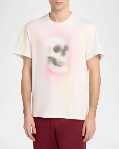 McQueen Men's Skull Haze Cotton T-Shirt | Thumbnail 3 McQueen Men's Skull Haze Cotton T-Shirt | Thumbnail 3