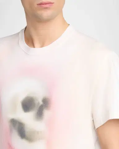 McQueen Men's Skull Haze Cotton T-Shirt | Thumbnail 4 McQueen Men's Skull Haze Cotton T-Shirt | Thumbnail 4