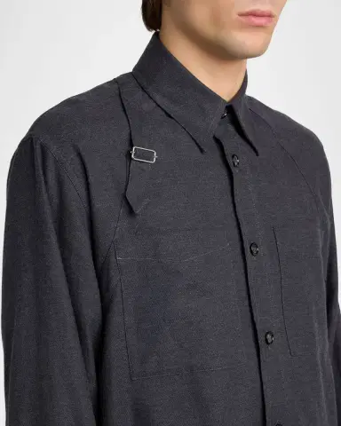 McQueen Men's Cotton Flannel Harness Button-Down Shirt | Thumbnail 4 McQueen Men's Cotton Flannel Harness Button-Down Shirt | Thumbnail 4
