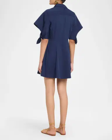TANYA TAYLOR Corinna Tie-Cuff Mini Cotton Shirtdress | Thumbnail 2 TANYA TAYLOR Corinna Tie-Cuff Mini Cotton Shirtdress | Thumbnail 2