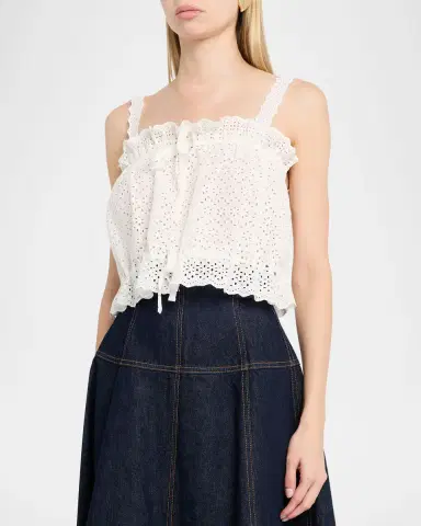 Ulla Johnson Isola Embroidered Eyelet Cotton Top | Thumbnail 3 Ulla Johnson Isola Embroidered Eyelet Cotton Top | Thumbnail 3