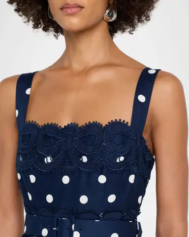 Self-Portrait Polka Dot Linen Midi Dress | Thumbnail 4 Self-Portrait Polka Dot Linen Midi Dress | Thumbnail 4