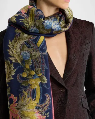 Etro Floral Jacquard Scarf | Thumbnail 2 Etro Floral Jacquard Scarf | Thumbnail 2