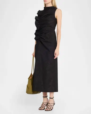 Ulla Johnson Demetria Ruffled Taffeta Midi Dress | Thumbnail 3 Ulla Johnson Demetria Ruffled Taffeta Midi Dress | Thumbnail 3
