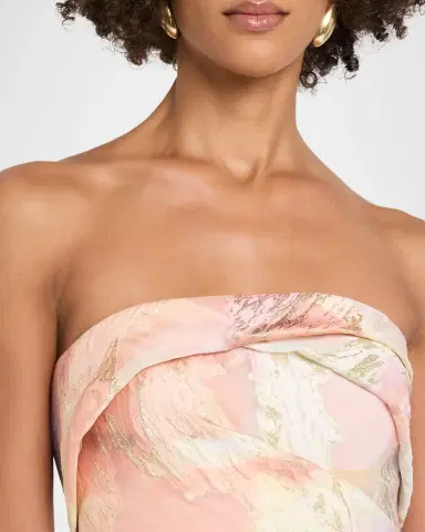 Aidan Mattox Pleated Strapless Metallic Jacquard Gown | Thumbnail 4 Aidan Mattox Pleated Strapless Metallic Jacquard Gown | Thumbnail 4
