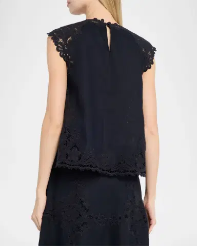 Ulla Johnson Amelie Embroidered Linen-Blend Top | Thumbnail 2 Ulla Johnson Amelie Embroidered Linen-Blend Top | Thumbnail 2