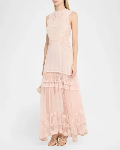 Ulla Johnson Floral Lace Silk Crepe De Chine Gown | Thumbnail 3 Ulla Johnson Floral Lace Silk Crepe De Chine Gown | Thumbnail 3