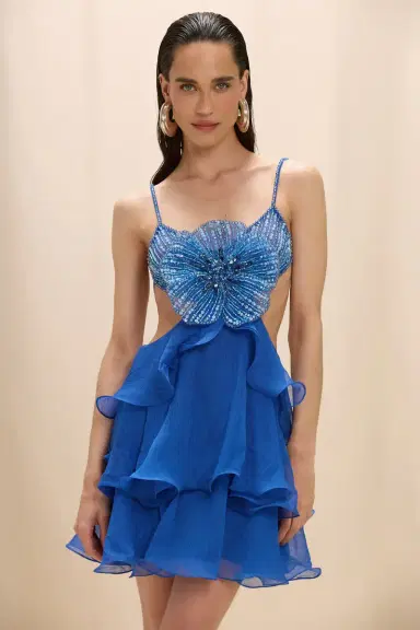 PatBo CHIFFON CARMEN LOTUS MINI DRESS | Thumbnail 1 PatBo CHIFFON CARMEN LOTUS MINI DRESS | Thumbnail 1