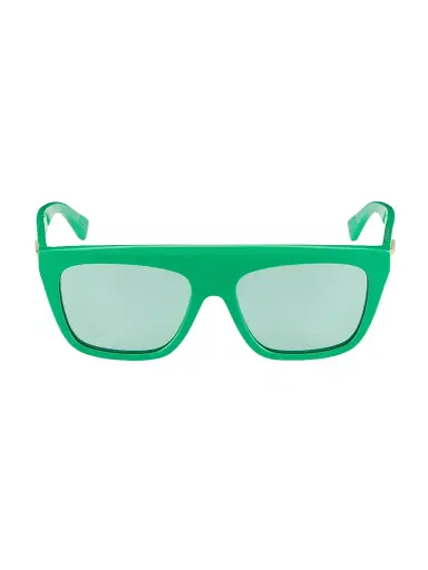 Bottega Veneta Men's 57MM Flat-Top Mask Sunglasses - Green Green Green | Thumbnail 2 Bottega Veneta Men's 57MM Flat-Top Mask Sunglasses - Green Green Green | Thumbnail 2