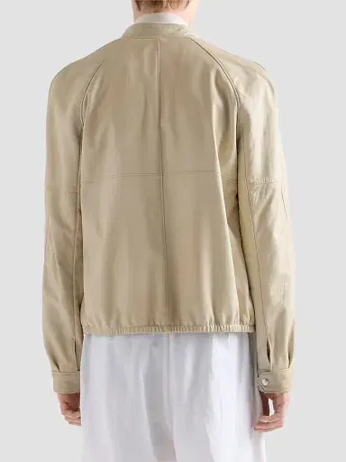 Prada Men's Nappa Leather Jacket - Beige Khaki - Size 42 | Thumbnail 4 Prada Men's Nappa Leather Jacket - Beige Khaki - Size 42 | Thumbnail 4