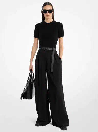 Michael Kors Collection Shannon High-Rise Stretch Wool Crepe Wide-Leg Trousers | Thumbnail 2 Michael Kors Collection Shannon High-Rise Stretch Wool Crepe Wide-Leg Trousers | Thumbnail 2