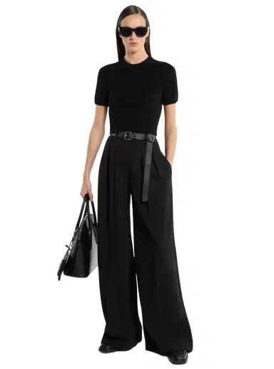 Michael Kors Collection Shannon High-Rise Stretch Wool Crepe Wide-Leg Trousers | Thumbnail 1 Michael Kors Collection Shannon High-Rise Stretch Wool Crepe Wide-Leg Trousers | Thumbnail 1