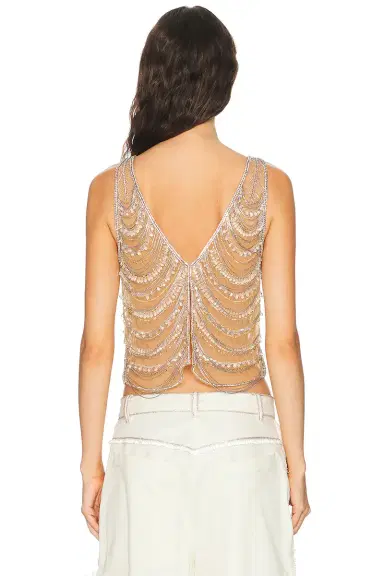 LaPointe Draped Crystal Embroidery V Neck Tank Top | Thumbnail 3 LaPointe Draped Crystal Embroidery V Neck Tank Top | Thumbnail 3