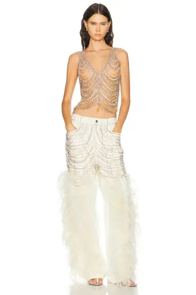 LaPointe Draped Crystal Embroidery V Neck Tank Top | Thumbnail 4 LaPointe Draped Crystal Embroidery V Neck Tank Top | Thumbnail 4