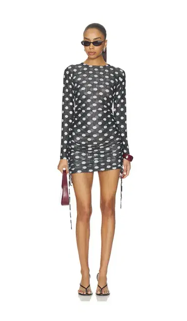 One Teaspoon Polka Darling Sheer Mesh Ruched Mini Dress | Thumbnail 1 One Teaspoon Polka Darling Sheer Mesh Ruched Mini Dress | Thumbnail 1