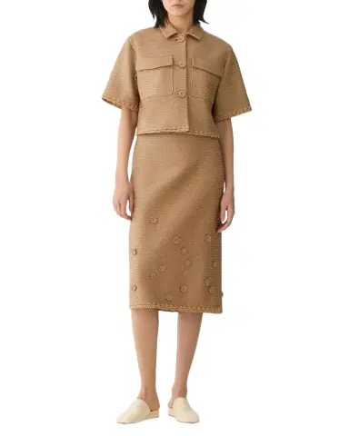 Lafayette 148 New York Raffia-Effect Jersey Knit Midi Skirt | Thumbnail 1 Lafayette 148 New York Raffia-Effect Jersey Knit Midi Skirt | Thumbnail 1