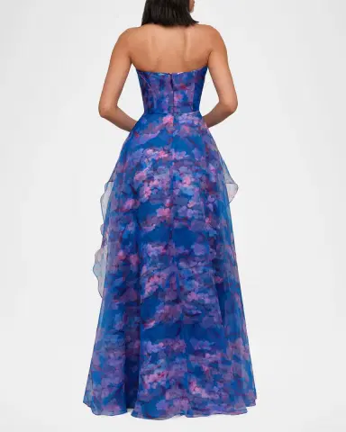 Theia Orelia Strapless Floral-Print Orgnaza Gown | Thumbnail 2 Theia Orelia Strapless Floral-Print Orgnaza Gown | Thumbnail 2