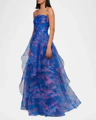 Theia Orelia Strapless Floral-Print Orgnaza Gown | Thumbnail 5 Theia Orelia Strapless Floral-Print Orgnaza Gown | Thumbnail 5