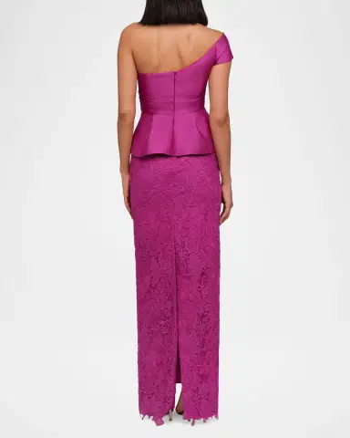 THEIA Colby Peplum Floral Lace Column Gown | Thumbnail 2 THEIA Colby Peplum Floral Lace Column Gown | Thumbnail 2