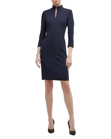 Akris Split-Neck Double-Face Wool Sheath Dress | Thumbnail 1 Akris Split-Neck Double-Face Wool Sheath Dress | Thumbnail 1