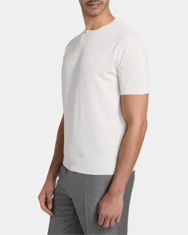 Canali Men's Cotton Knit Crewneck Short-Sleeve Sweater | Thumbnail 7 Canali Men's Cotton Knit Crewneck Short-Sleeve Sweater | Thumbnail 7
