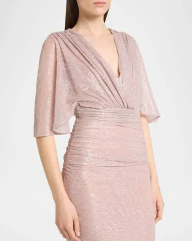 Talbot Runhof Floral Metallic Draped V-Neck Gown | Thumbnail 4 Talbot Runhof Floral Metallic Draped V-Neck Gown | Thumbnail 4