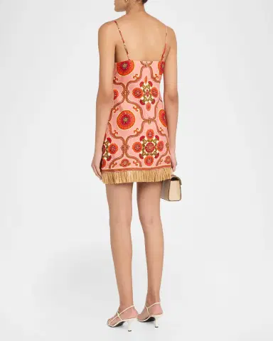 Cara Cara Valencia Printed Feather-Trim Mini Dress | Thumbnail 2 Cara Cara Valencia Printed Feather-Trim Mini Dress | Thumbnail 2