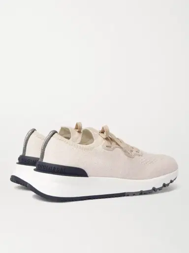 Brunello Cucinelli Suede-Trimmed Stretch-Knit Sneakers | Thumbnail 4 Brunello Cucinelli Suede-Trimmed Stretch-Knit Sneakers | Thumbnail 4