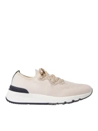 Brunello Cucinelli Suede-Trimmed Stretch-Knit Sneakers | Thumbnail 1 Brunello Cucinelli Suede-Trimmed Stretch-Knit Sneakers | Thumbnail 1