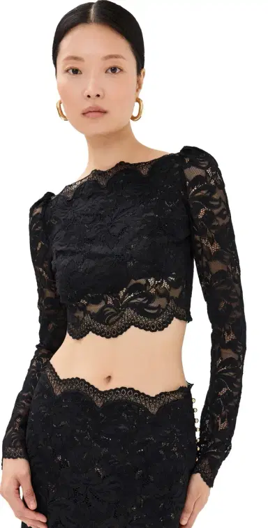 Rabanne Lace Crop Top Black 38 | Thumbnail 1 Rabanne Lace Crop Top Black 38 | Thumbnail 1