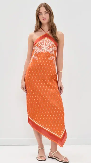 Shani Shemer Athena Midi Dress Orange osaic Print | Thumbnail 2 Shani Shemer Athena Midi Dress Orange osaic Print | Thumbnail 2