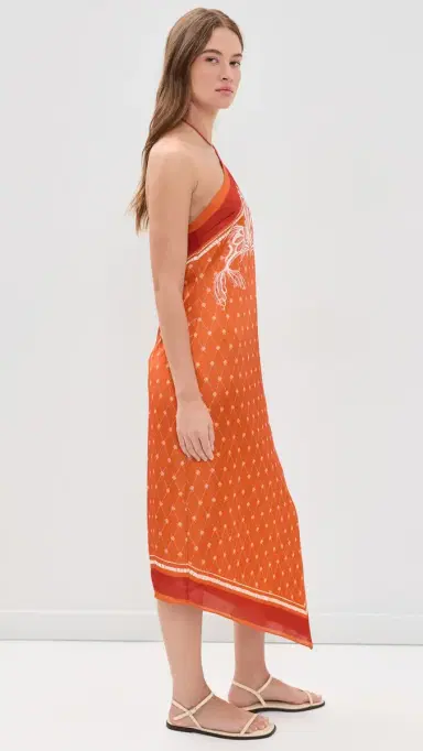 Shani Shemer Athena Midi Dress Orange osaic Print | Thumbnail 4 Shani Shemer Athena Midi Dress Orange osaic Print | Thumbnail 4